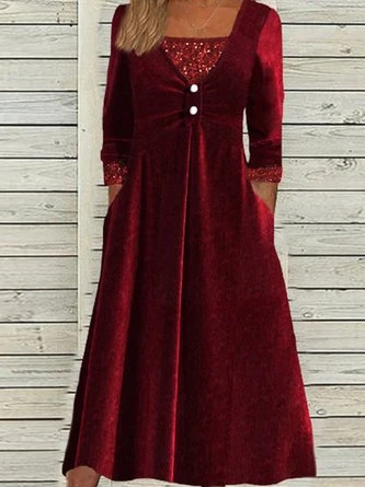 Christmas Crew Neck Velvet Loose Casual Dress 3 Christmas Crew Neck Velvet Loose Casual Dress - Image 3