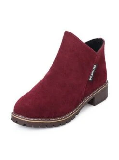 British Style Round Toe Comfortable Zip Low Heel Booties -Zolucky Sales Store 48dc78d87746e00035bfb4fa93c21ebd