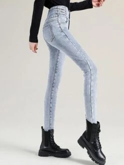 Fleece Plain Casual Denim Jeans -Zolucky Sales Store 497c7d017b6a5ddf2a6c729e4a95e8df