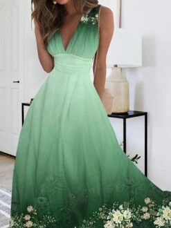 Floral V Neck Party Vacation Maxi Dress -Zolucky Sales Store 497f05d1a61bd091966544989b4047f1