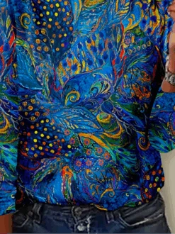 Plus Size Peacock Print Casual Crew Neck T-Shirt -Zolucky Sales Store 49f1b8e02fc5b6a17c7e42429fdd1029