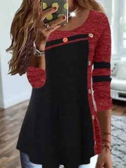 Color Block Loose Casual Top -Zolucky Sales Store 4a639d7ec1e542615417bd67e6dac91b