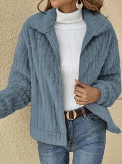 Women Casual Plain Autumn No Elasticity Daily Plush Long Sleeve Regular Regular Teddy Jacket -Zolucky Sales Store 4a7f1e25525c919528371b5b47c8bd2c