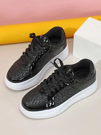 Women Fashion Glitter Paneled Lace-Up Skate Shoes 17 Women Fashion Glitter Paneled Lace-Up Skate Shoes - Image 17