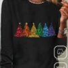 Plus Size Christmas Tree Daily Crew Neck Casual Loose H-Line Long Sleeve T-Shirt