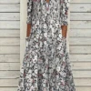 Floral V Neck Casual Half Sleeve Dress