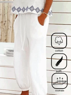 Cotton Plain Loose Casual Pants -Zolucky Sales Store 4c8ef1a20ab6e940cb1880005f09ef31