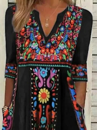 V Neck Boho Regular Fit Dress 3 V Neck Boho Regular Fit Dress - Image 3