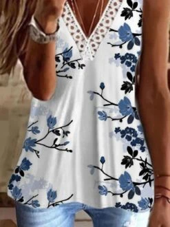 Casual Floral Sleeveless V Neck Printed Tank Top Vests 8 Casual Floral Sleeveless V Neck Printed Tank Top Vests -Zolucky Sales Store 4dc24bd3a1db1c6567f4035086973d16