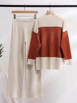 Loose Color Block Casual Two-Piece Set -Zolucky Sales Store 4de9fa2da3e6a4fb5aed38c7d5f0a888