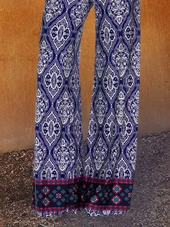 Paisley Shift Printed Cotton-blend Boho Blue Pants 2 Paisley Shift Printed Cotton-blend Boho Blue Pants - Image 2