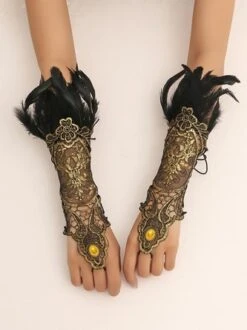 1 Piece Golden Lace Imitation Feather Retro Banquet Arm Chain -Zolucky Sales Store 4ef73576b8cef71e887b7dcf6e26c0e4