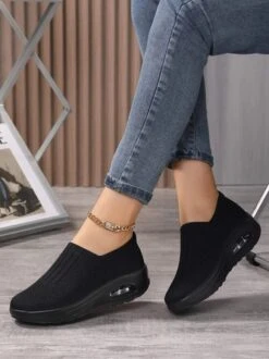 Breathable Air Cushion Platform Slip On Flyknit Sneakers -Zolucky Sales Store 4f8ee8997afa3c33dfabce868f9a7d91