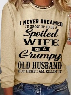 Plus Size Text Letters Casual T-Shirt -Zolucky Sales Store 4f998addff6087f426f63f3f1a5342ca