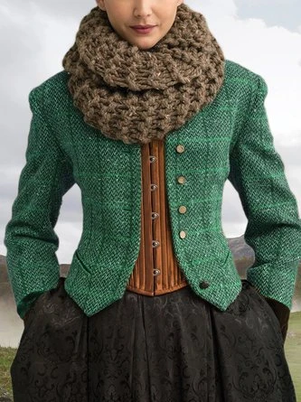 Brown Paneled Long Sleeve Plaid Knit Coat 5 Brown Paneled Long Sleeve Plaid Knit Coat - Image 5