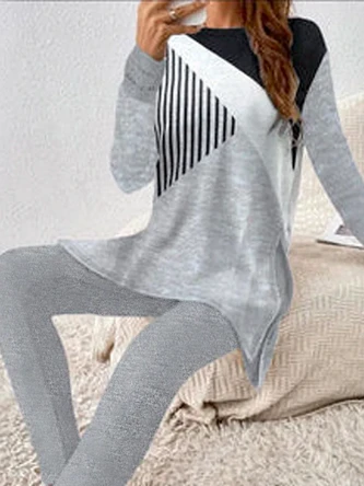 Color Block Print Casual Two-Piece Set 2 Color Block Print Casual Two-Piece Set - Image 2