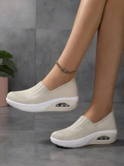 Breathable Air Cushion Platform Slip On Flyknit Sneakers -Zolucky Sales Store 50667e261de3e643e58a8f028be319ac