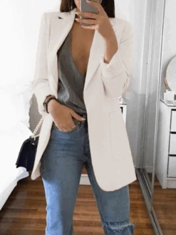 Long Sleeve Shawl Collar Shift Blazer