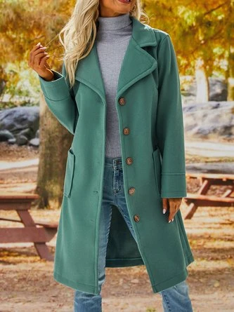 Solid Long Sleeve Cotton-Blend Overcoat 10 Solid Long Sleeve Cotton-Blend Overcoat - Image 10