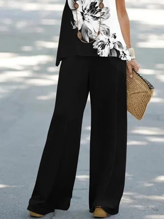 Crew Neck Casual Cotton Floral Two-Piece Set 3 Crew Neck Casual Cotton Floral Two-Piece Set - Image 3