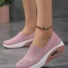 Breathable Air Cushion Platform Slip On Flyknit Sneakers