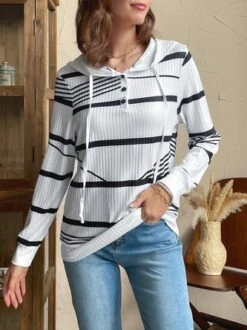 Striped Casual Hoodie Sweatshirt -Zolucky Sales Store 516e76a761b87dbcf3b74c98f4f08095