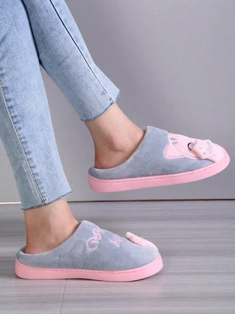 Casual Cartoon Cat Letters Embroidery Warmth Fluffy Slippers 5 Casual Cartoon Cat Letters Embroidery Warmth Fluffy Slippers - Image 5