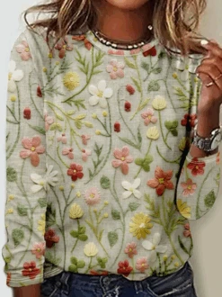 Casual 3D Flower Printing Regular Fit Crew Neck Long Sleeve Shirt 5 Casual 3D Flower Printing Regular Fit Crew Neck Long Sleeve Shirt -Zolucky Sales Store 5206955cb608150f6274d985d941e4aa