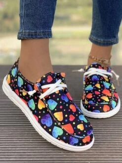 Heart/Cordate Print Valentine's Day Casual All Season Cotton Loafers -Zolucky Sales Store 521058ba3abee78a0d1f8b6d3cdfad1a