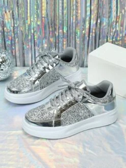 Women Fashion Glitter Paneled Lace-Up Skate Shoes 22 Women Fashion Glitter Paneled Lace-Up Skate Shoes -Zolucky Sales Store 52317de519a92769a0086b74d5e3edfb