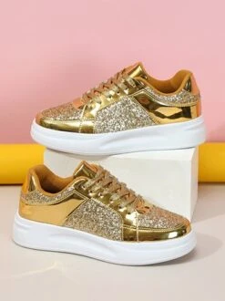 Women Fashion Glitter Paneled Lace-Up Skate Shoes 30 Women Fashion Glitter Paneled Lace-Up Skate Shoes -Zolucky Sales Store 5238b944e1ac75a9eacb3a79fbda0df3