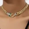 Rhinestone Snake Necklace Fashion Party Metal Chain Choker