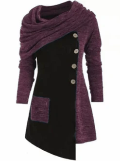 Knitted Cowl Neck Long Sleeve Vintage Knitting Dress -Zolucky Sales Store 52f7b650a27bf95d7d66d5e61bfe0342