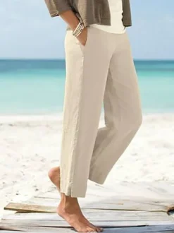 Plain Cotton Casual Pants