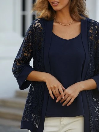 Casual Plain Lace Loose Two-Piece Set 10 Casual Plain Lace Loose Two-Piece Set - Image 10