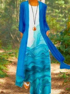 A-line Crew Neck Two-Piece Set -Zolucky Sales Store 54230155b76c732342449cb882bac84e