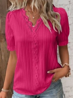V Neck Plain Lace Elegant Shirt -Zolucky Sales Store 55b6899e60c2371d291f54d11929b9d1