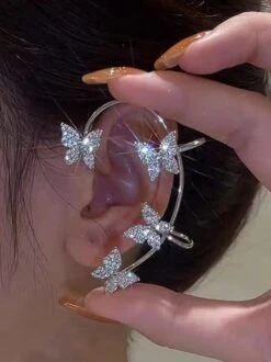 Single Alloy Party Rhinestone Butterfly Cuff Sexy Earring -Zolucky Sales Store 55bdd892be6c25ccab9a9c7c26688d82
