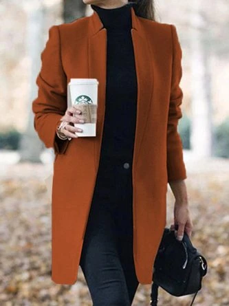 Loose Plain Casual H-Line Long Sleeve Winter Long Sleeve Coat 6 Loose Plain Casual H-Line Long Sleeve Winter Long Sleeve Coat - Image 6