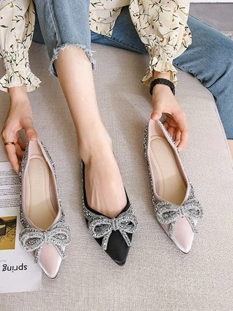 Sparkling Rhinestone Bowknot Fashion Flat Shallow Shoes 17 Sparkling Rhinestone Bowknot Fashion Flat Shallow Shoes - Image 17