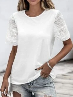Plain Crew Neck Casual Tunic Shirt