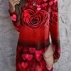 Heart/Cordate Casual Crew Neck Dress