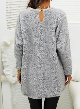 Plush Crew Neck Casual Thermal Dress 3 Plush Crew Neck Casual Thermal Dress - Image 3