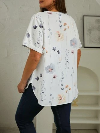 Plus Size Casual Loose Floral Print Blouse 7 Plus Size Casual Loose Floral Print Blouse - Image 7