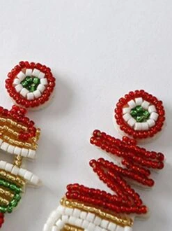 Merry Christmas Letters Handmade Beaded Dangle Earrings -Zolucky Sales Store 57a7d252b4a43cb5502e01faab1374f2