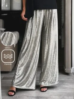 Plain Casual Loose Buckle Pants