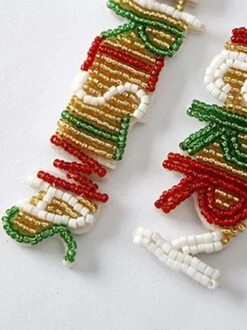 Merry Christmas Letters Handmade Beaded Dangle Earrings -Zolucky Sales Store 583ad7e7017ad2a75b08f0b05f7df8a7