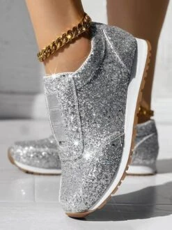 Sparkling Gillter Elasticated Slip On Fashion Sneakers