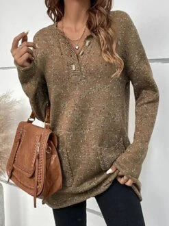 V Neck Knitted Loose Sweater -Zolucky Sales Store 598ded47ebec7a454a2ccee5edcf3f90
