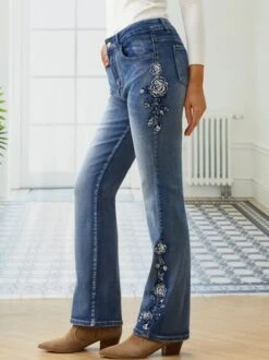 Casual Embroidered Floral Denim Jeans -Zolucky Sales Store 5a3edda627a952ab8da4132ba4f1cf08